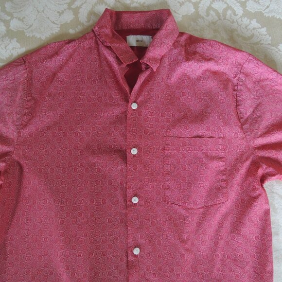 Onia Red & White Circle Dot Print Short Sleeve Button Shirt M - Picture 3 of 9